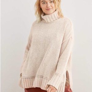 like new Aerie BLACK Chenille oversized turtleneck sweater S